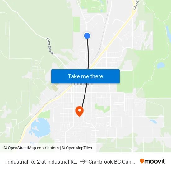 Industrial Rd 2 at Industrial Rd D to Cranbrook BC Canada map