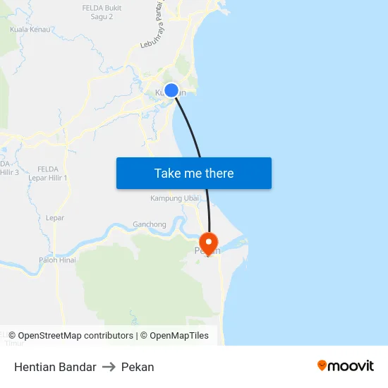 Hentian Bandar to Pekan map