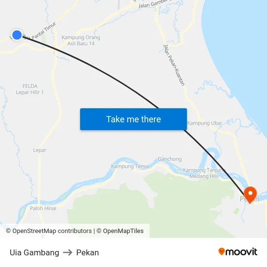 Uia Gambang to Pekan map