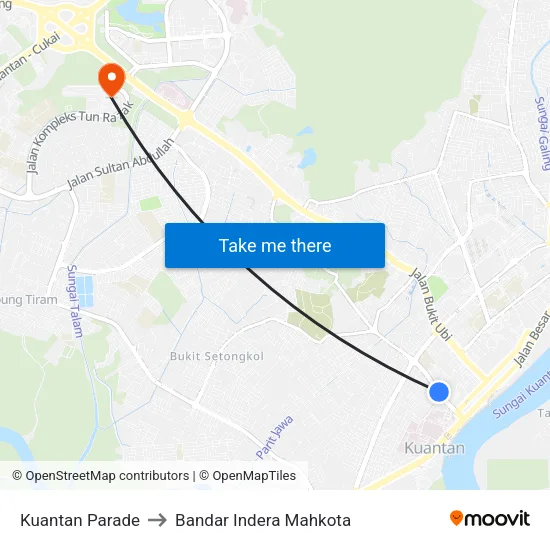 Kuantan Parade to Bandar Indera Mahkota map