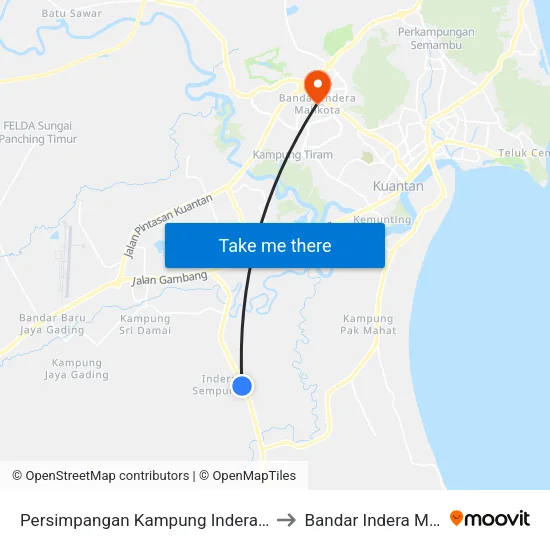 Persimpangan Kampung Indera Sempurna to Bandar Indera Mahkota map