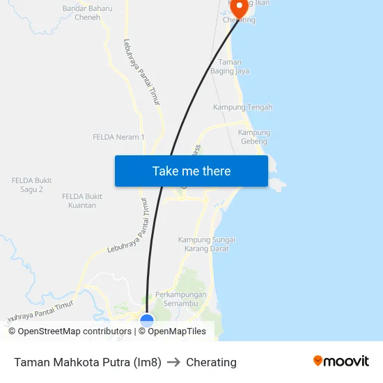 Taman Mahkota Putra (Im8) to Cherating map