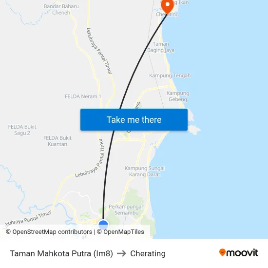 Taman Mahkota Putra (Im8) to Cherating map