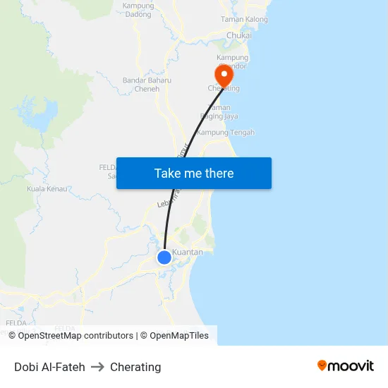 Dobi Al-Fateh to Cherating map