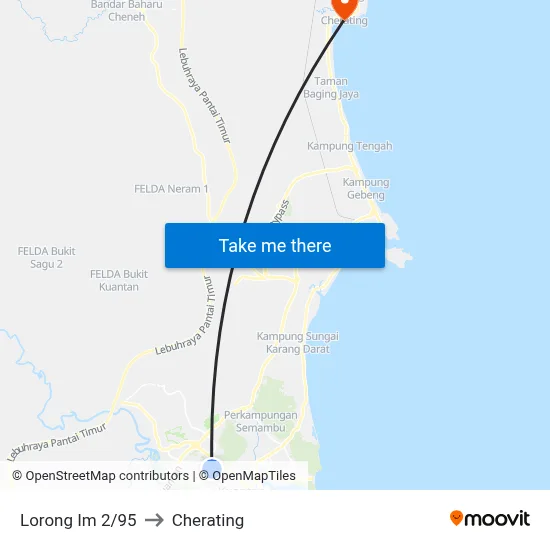 Lorong Im 2/95 to Cherating map