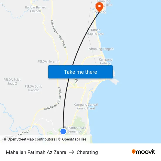 Mahallah Fatimah Az Zahra to Cherating map