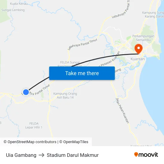 Uia Gambang to Stadium Darul Makmur map