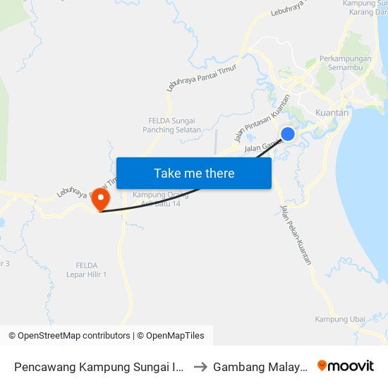 Pencawang Kampung Sungai Isap to Gambang Malaysia map