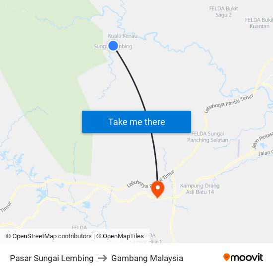 Pasar Sungai Lembing to Gambang Malaysia map