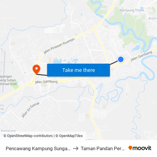 Pencawang Kampung Sungai Isap to Taman Pandan Perdana map
