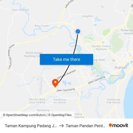 Taman Kampung Padang Jaya to Taman Pandan Perdana map