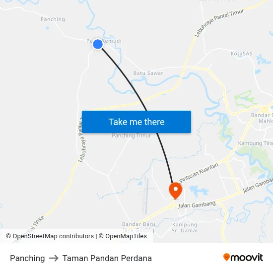 Panching to Taman Pandan Perdana map