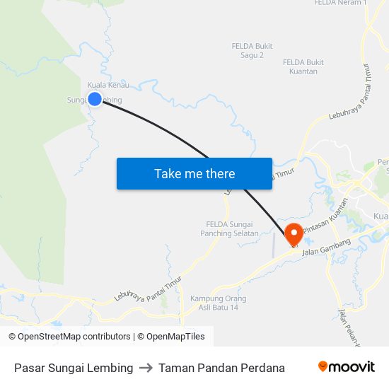 Pasar Sungai Lembing to Taman Pandan Perdana map