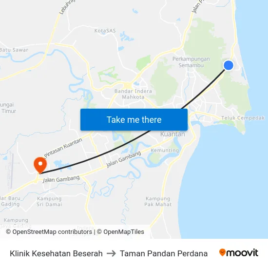 Klinik Kesehatan Beserah to Taman Pandan Perdana map