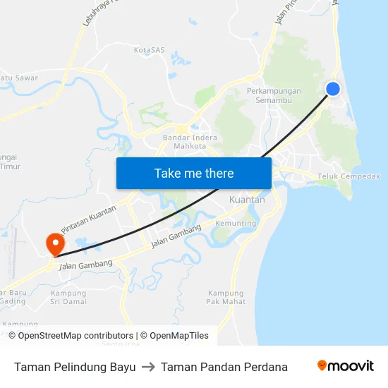 Taman Pelindung Bayu to Taman Pandan Perdana map
