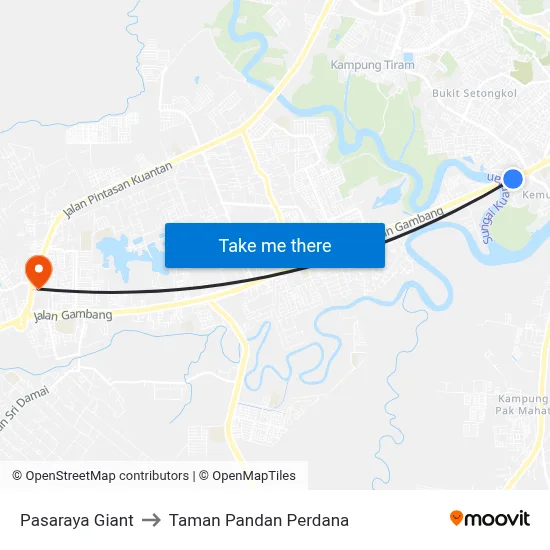 Pasaraya Giant to Taman Pandan Perdana map