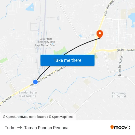 Tudm to Taman Pandan Perdana map