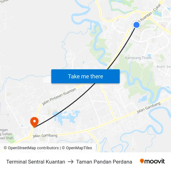 Terminal Sentral Kuantan to Taman Pandan Perdana map