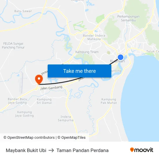 Maybank Bukit Ubi to Taman Pandan Perdana map