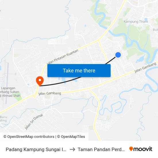 Padang Kampung Sungai Isap to Taman Pandan Perdana map