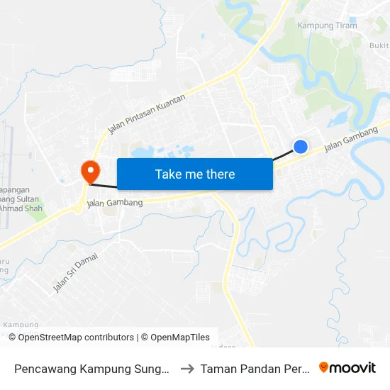 Pencawang Kampung Sungai Isap to Taman Pandan Perdana map