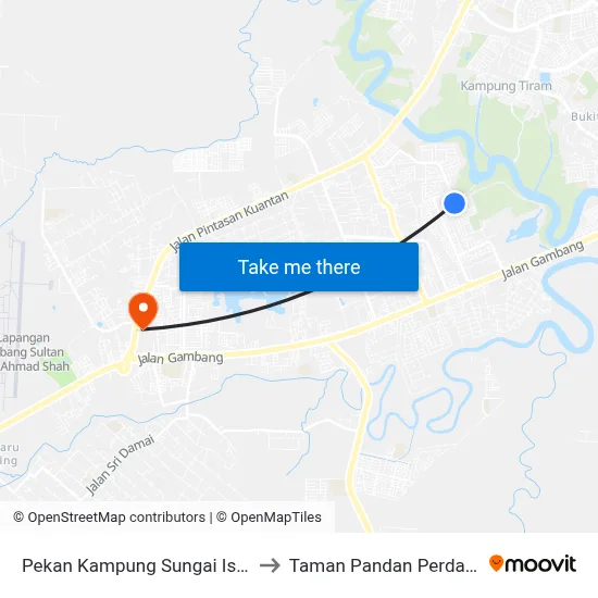 Pekan Kampung Sungai Isap to Taman Pandan Perdana map