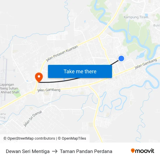 Dewan Seri Mentiga to Taman Pandan Perdana map