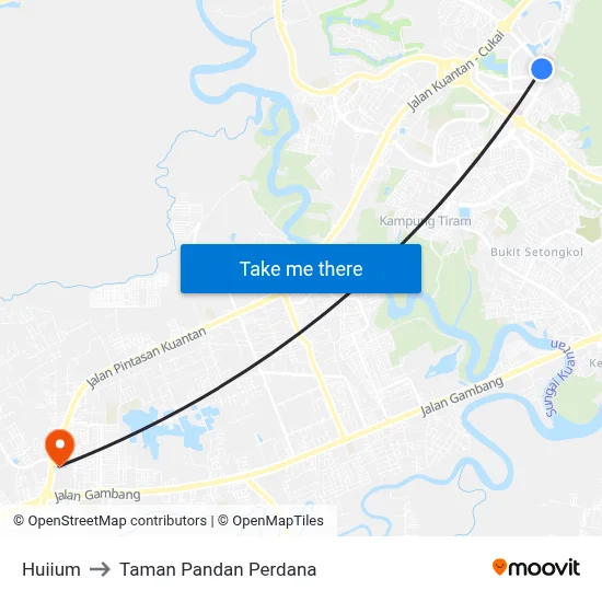 Huiium to Taman Pandan Perdana map