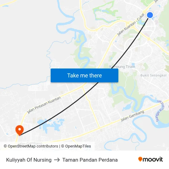 Kuliyyah Of Nursing to Taman Pandan Perdana map