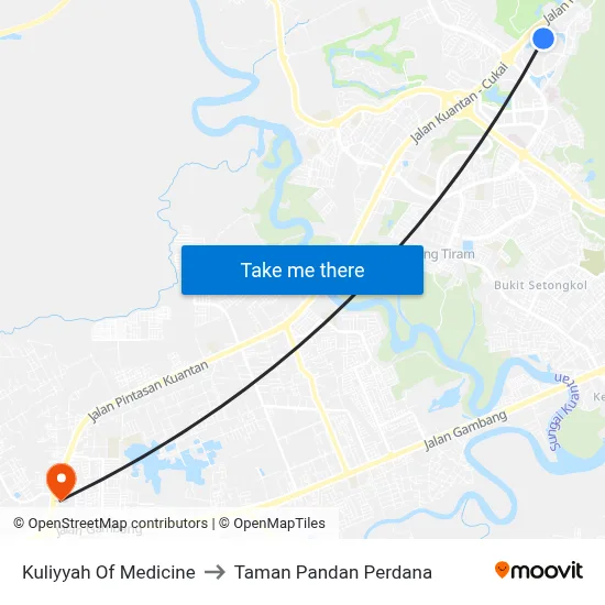 Kuliyyah Of Medicine to Taman Pandan Perdana map
