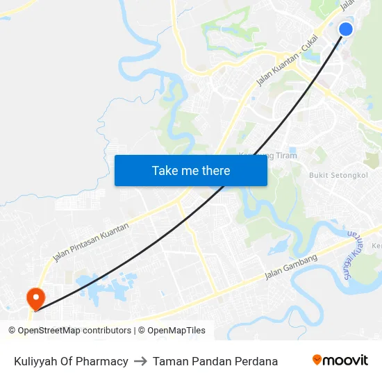 Kuliyyah Of Pharmacy to Taman Pandan Perdana map