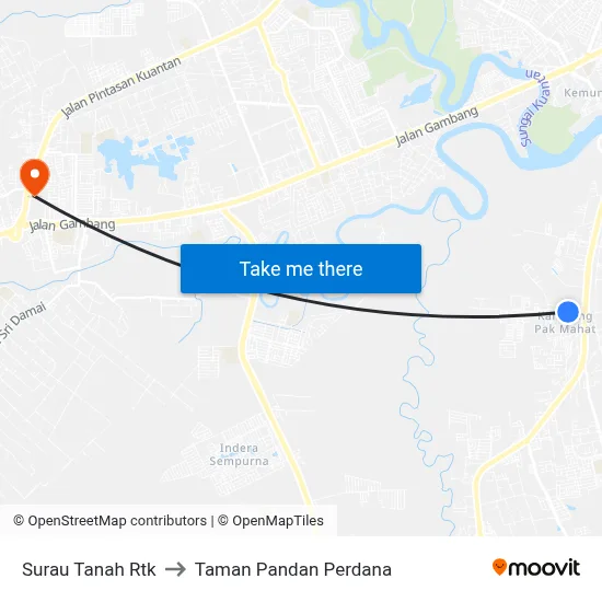 Surau Tanah Rtk to Taman Pandan Perdana map