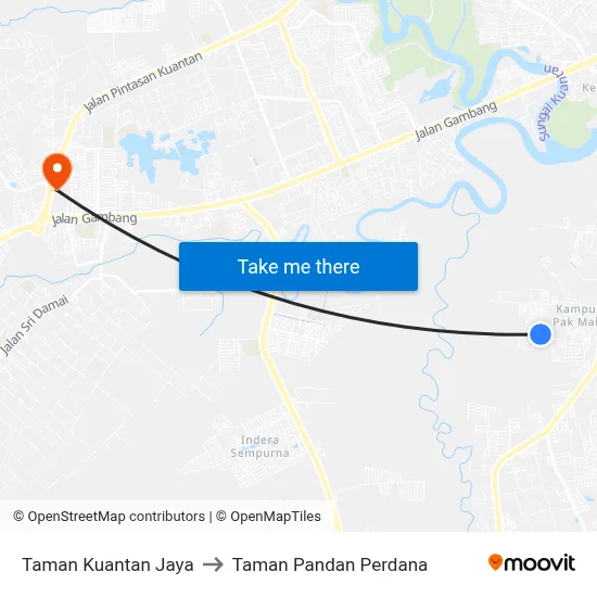 Taman Kuantan Jaya to Taman Pandan Perdana map