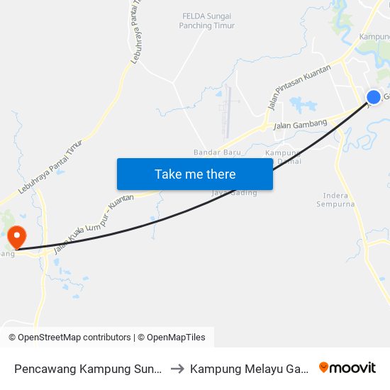 Pencawang Kampung Sungai Isap to Kampung Melayu Gambang map