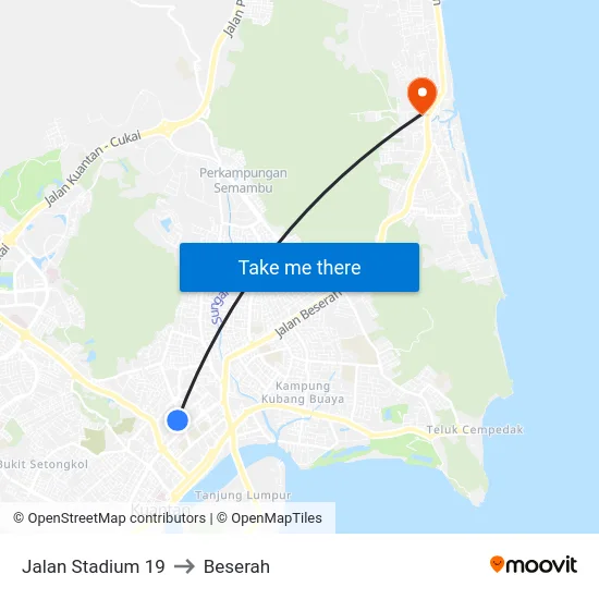 Jalan Stadium 19 to Beserah map