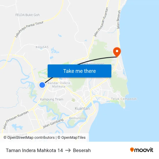 Taman Indera Mahkota 14 to Beserah map
