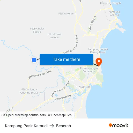 Kampung Pasir Kemudi to Beserah map