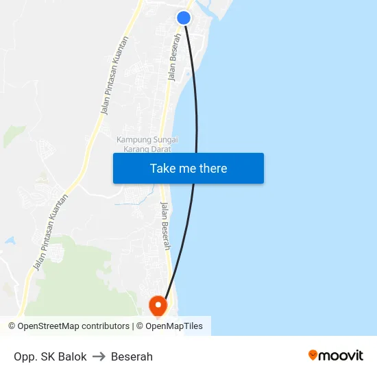 Opp. SK Balok to Beserah map