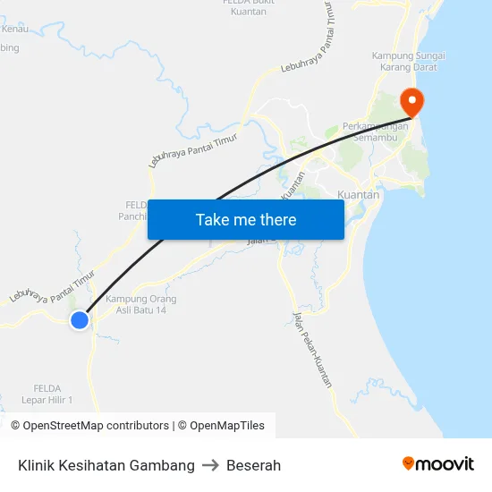 Klinik Kesihatan Gambang to Beserah map
