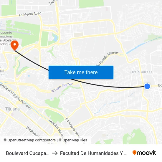 Boulevard Cucapah, 21451_1 to Facultad De Humanidades Y Ciencias Sociales map