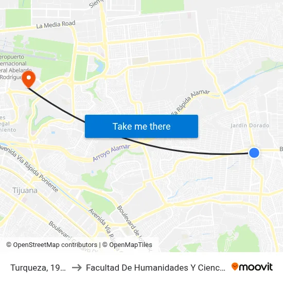 Turqueza, 19908_3 to Facultad De Humanidades Y Ciencias Sociales map