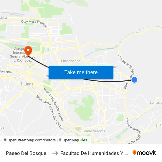 Paseo Del Bosque, 25205_H4 to Facultad De Humanidades Y Ciencias Sociales map
