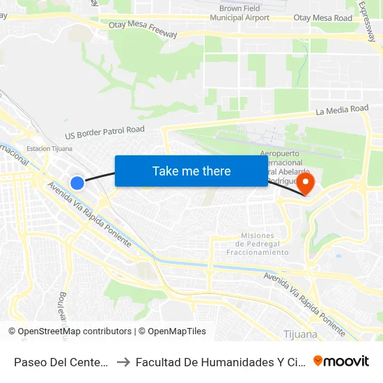 Paseo Del Centenario, 1_C to Facultad De Humanidades Y Ciencias Sociales map