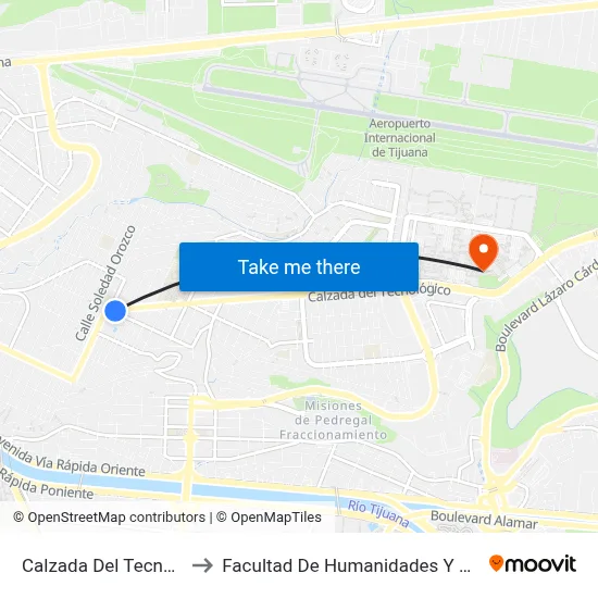 Calzada Del Tecnológico, 1_1 to Facultad De Humanidades Y Ciencias Sociales map
