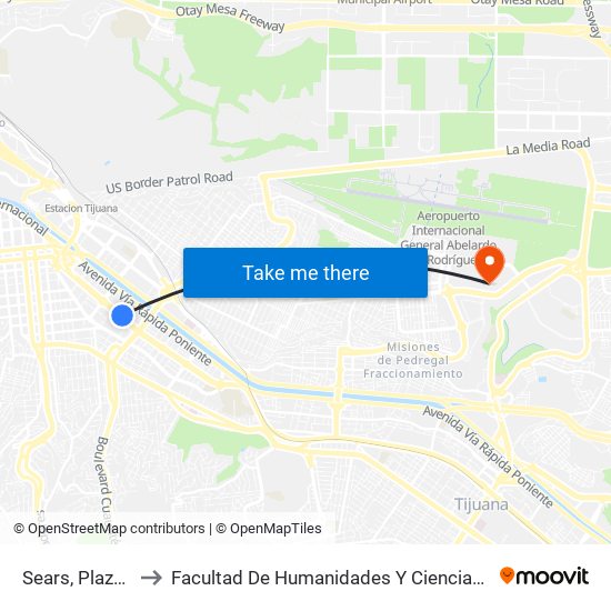 Sears, Plaza Río to Facultad De Humanidades Y Ciencias Sociales map