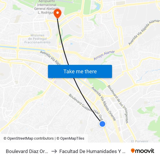 Boulevard Diaz Ordaz, 16123 to Facultad De Humanidades Y Ciencias Sociales map
