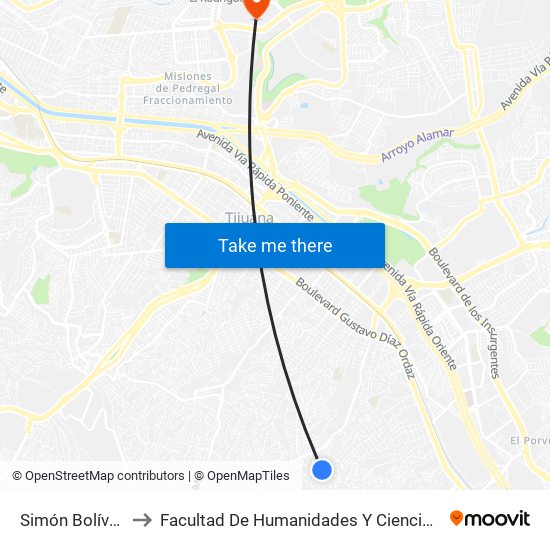 Simón Bolívar, 37 to Facultad De Humanidades Y Ciencias Sociales map