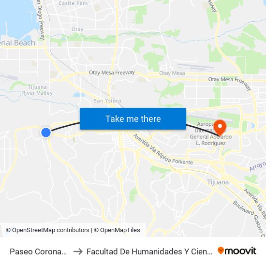 Paseo Coronado, 650 to Facultad De Humanidades Y Ciencias Sociales map