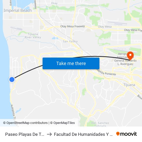 Paseo Playas De Tijuana, 3065 to Facultad De Humanidades Y Ciencias Sociales map