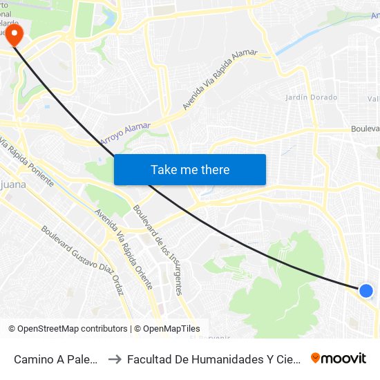 Camino A Palenque, Lb to Facultad De Humanidades Y Ciencias Sociales map